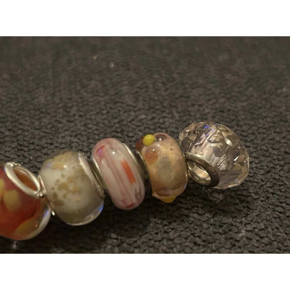 Lot of 6 Sterling Silver Core Bracelet Charm Beads Lampwork Glass Style 925 5